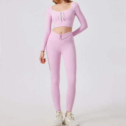 1/2Pcs Pad Crop Top Shirt Long Sleeve Gym Women Workout Yoga Set Women Running Legging Fitness Bra Sports Female Active Wear