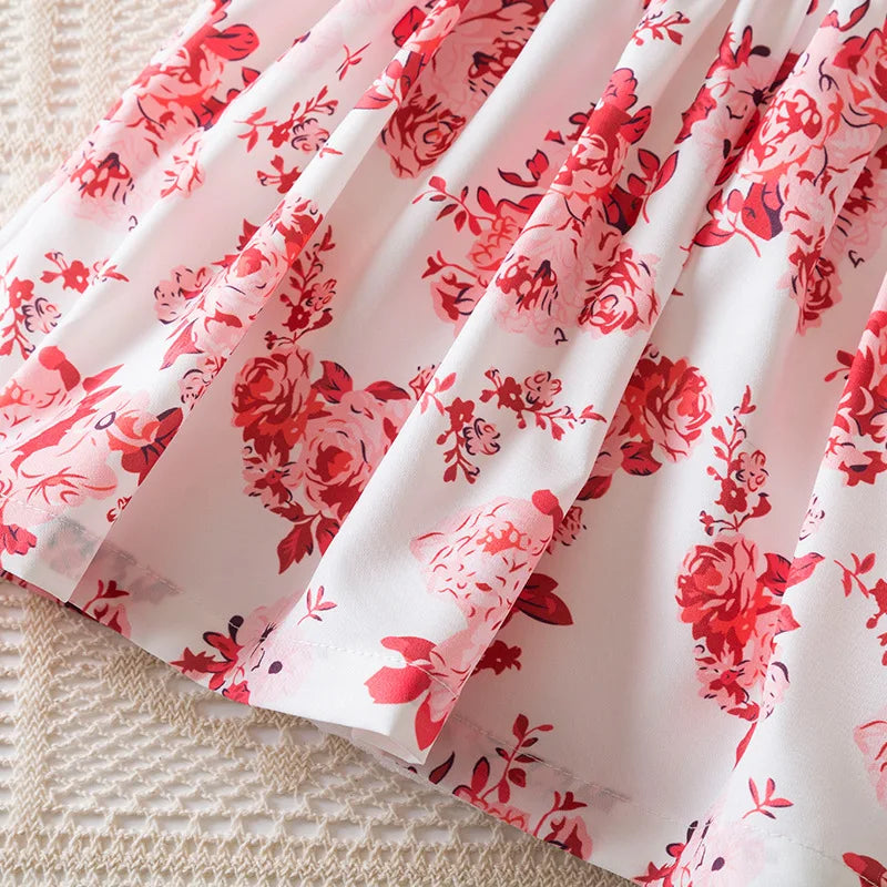 Baby Girls Summer Floral Print Dress 0-3Y European American Style Toddler Flying Sleeves Birthday Dress Infant Girls Clothes