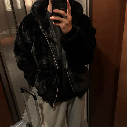 Winter faux lamb wool jacket men's padded thickened cotton clothing