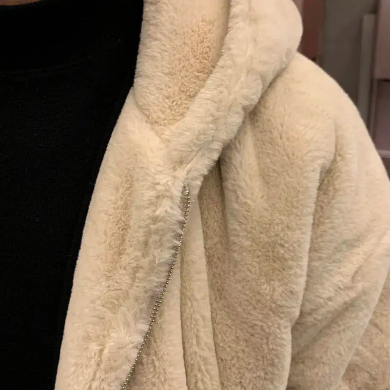 Winter faux lamb wool jacket men's padded thickened cotton clothing