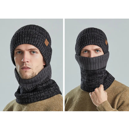 Winter Hats Scarf Set For Women Men Plush Knitted Hat Neck Warm Snow Ski Caps Male Outdoor Coldproof Cycling Beanie Skullcap