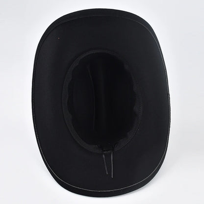 Unisex Western Cowboy Hat With Leather Vintage Big-edge Gentleman Cowgirl Jazz Hat Cloche Church Sombrero Hombre Caps