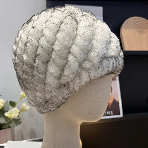 Women Winter Warm Real Rex Rabbit Fur Hat Snow Cap Winter Hats for Women Girls Real Fur Knit Skullies Beanies Natural Fluffy Hat