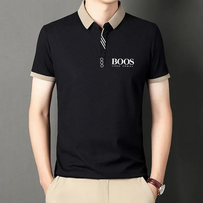 New Embroidered Polo Men's Solid Color Casual Fashion Short Sleeve Polo Shirt Summer Comfortable Top for Business And Leisure