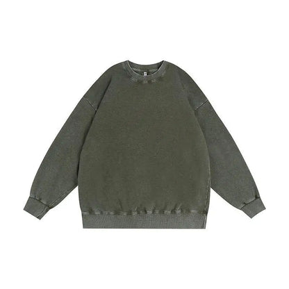 Washed and aged sweatshirt, men's loose hoodie, round-neck jacket  S-5XL