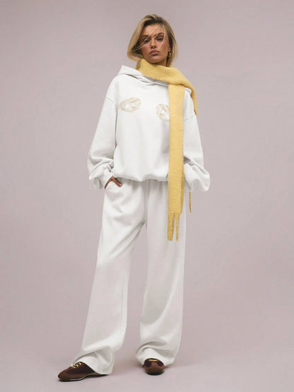 Winter Russian shell printed street hoodie women American pure cotton round neck y2k comfortable wool long sleeve sweatshirt