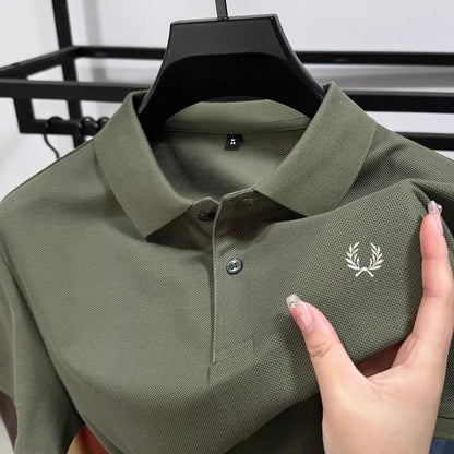 100% pure cotton summer new high-quality men's shortsleeved business casual comfortable polo shirt exquisite embroidery T-shirt