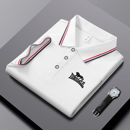 Embroidered Men's Polo Shirt, Summer Trend Short Sleeved Top of the Line Business Casual Comfortable Breathable Polo Shirt