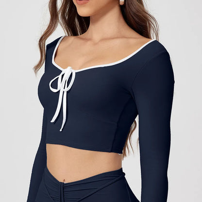 1/2Pcs Pad Crop Top Shirt Long Sleeve Gym Women Workout Yoga Set Women Running Legging Fitness Bra Sports Female Active Wear