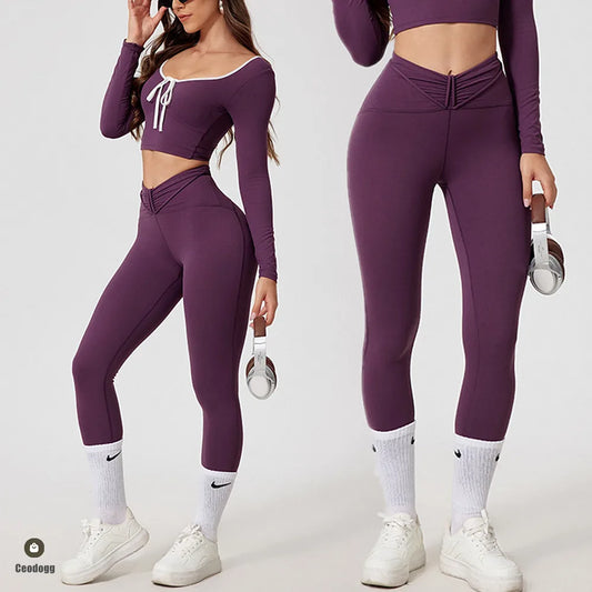 1/2Pcs Pad Crop Top Shirt Long Sleeve Gym Women Workout Yoga Set Women Running Legging Fitness Bra Sports Female Active Wear