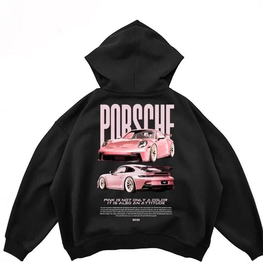 New European and American Men's Fashion Trend Car Printed Hoodie Fashionable Loose Casual Fleece Pocket Men's Hoodie