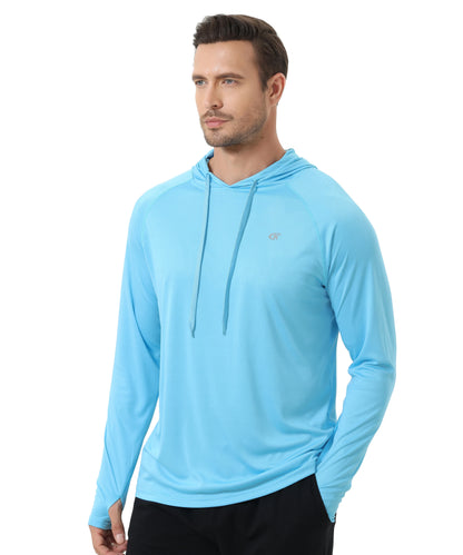 Summer Men's Long Sleeve UPF 50+ Hoodie Shirts, Rash Guard Quick Dry Lightweight T-shirt for Outdoor Jogger Sport Pullover