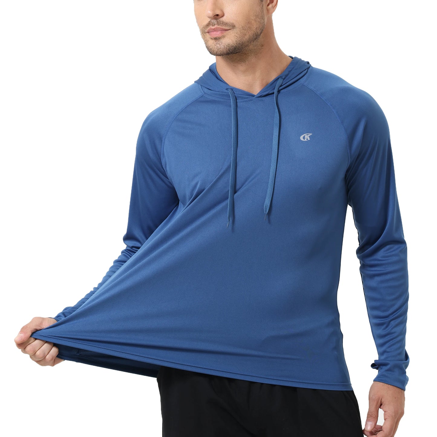Summer Men's Long Sleeve UPF 50+ Hoodie Shirts, Rash Guard Quick Dry Lightweight T-shirt for Outdoor Jogger Sport Pullover