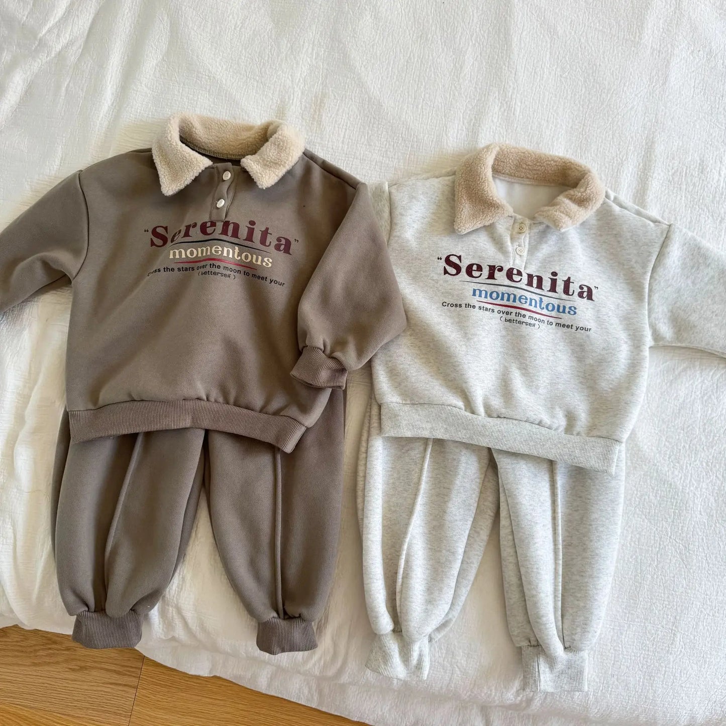 Toddler Kids Boys 2piece Set Winter Letter Printed Turn Down Collar Infant Baby Boy Sweatshirt Ins Solid Color Children Boy Pant