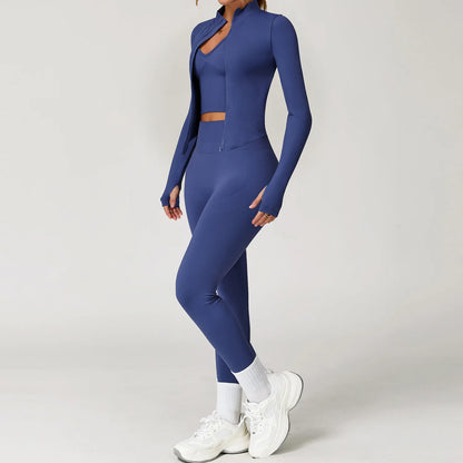 Seamless Gym Set Workout Clothes 2/3PCS Yoga Set Women's Sportswear Fitness Leggings Sports Bra Athletic Long Sleeve Yoga Suit