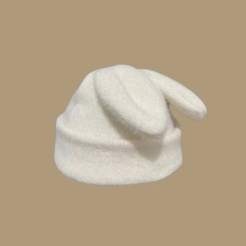 Cute Rabbit Ears Knitted Hats for Women Autumn Winter Warm Panama Soft Rabbit Fur Beanie Cap Girls Skullies Ski Hat Gorras