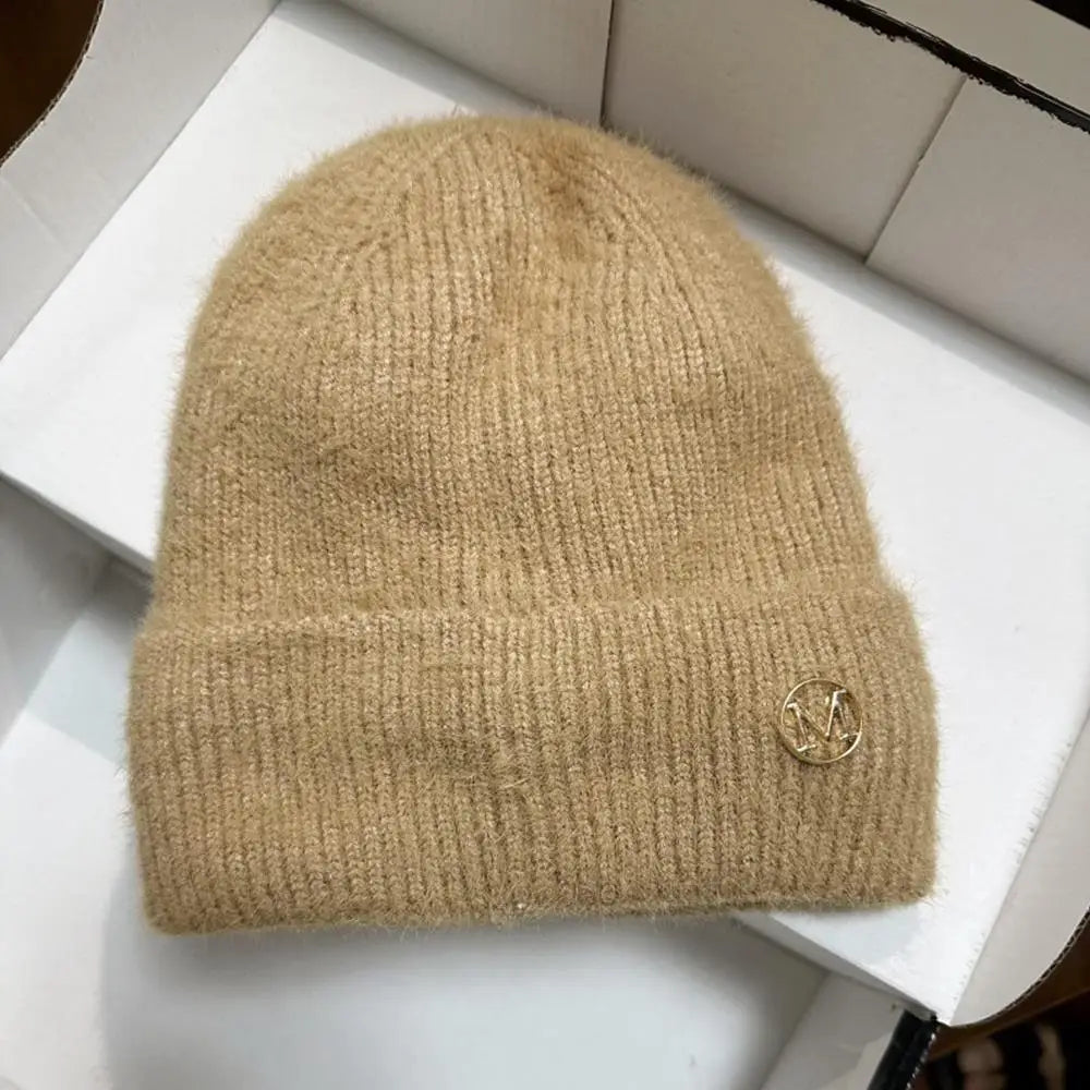 Fluffy Ear Protection Hat Thick Knitted Hats Beanies Pullover Hats Versatile Cute Soft Fashionable Warm Autumn Winter Cap